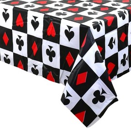 Losuya 2pcs Casino Theme Tablecloth Poker Table Cover Casino Disposable Plastic Rectangular Tablecover for Poker Birthday Party Favors Supplies