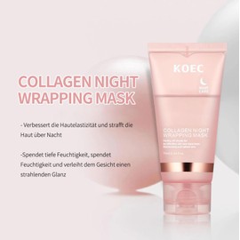 ‎‎Shefave Collagen Night Wrapping Mask, Collagen Mask Peel Off Maske Gesicht, Elastizität und Feuchtigkeit, Overnight Maske Gesicht Masken Reduziert Erschlaffung & Mattheit, Korean Face Mask