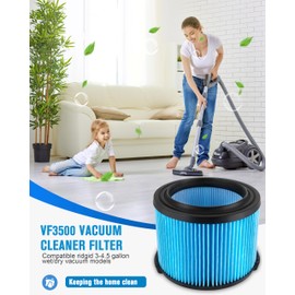 2 Pack Vf3500 Replacement Filter for Ridgid 4 Gallon Shop Vac Filter, 3-Layer Fine Portable Filter Compatible with Ridgid Wd3050, Wd4070, Wd4080, Wd4522, 4000rv, 4500rv Vacuums Filter