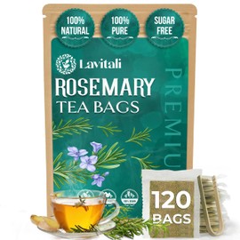 Lavitali, Rosemary Leaves Tea Bags | 120 bags, 100% Pure Herbal Tea | Caffeine-Free, No Sugar, Eco-Friendly Filter Bags | Daily Natural Botanical, Hot or Iced Herbal Infusion