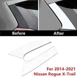 1Pair Chrome Stainless Steel Rear Window Pillar Spoiler Cover Trim for Nissan Rogue X-Trail 2014 2015 2016 2017 2018 2019 2020 2021