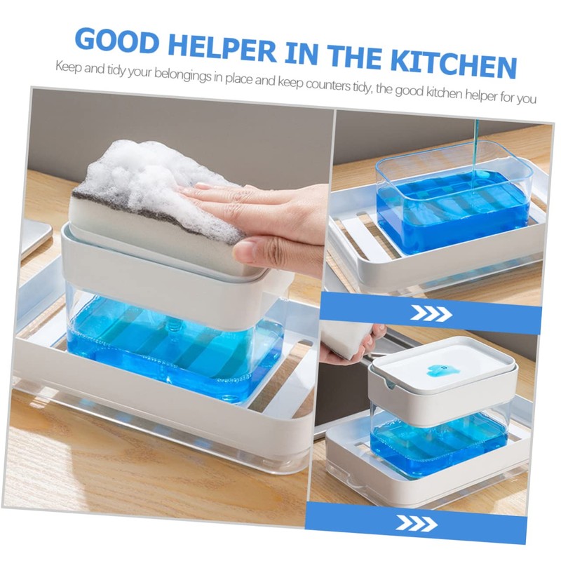 LABRIMP 1set Kitchen Sink Soap Dispenser Sponge Pump for Easy