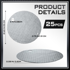 Frienda 25 Pcs Drum Top Absorbent Pads for 55 Gallon Drums Barrel Oil Absorbent Pads Mat 22 Inch Diameter Lid Oil Mat with Bungs 0.75 Inch Diameter and 2 Inch Diameter, Gray