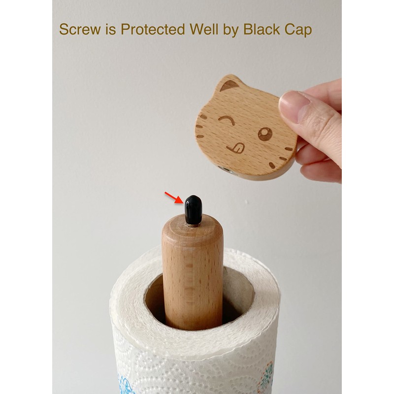 Kitchen Roll Holder, Wooden Paper Towel Holder Free Standing, Cute