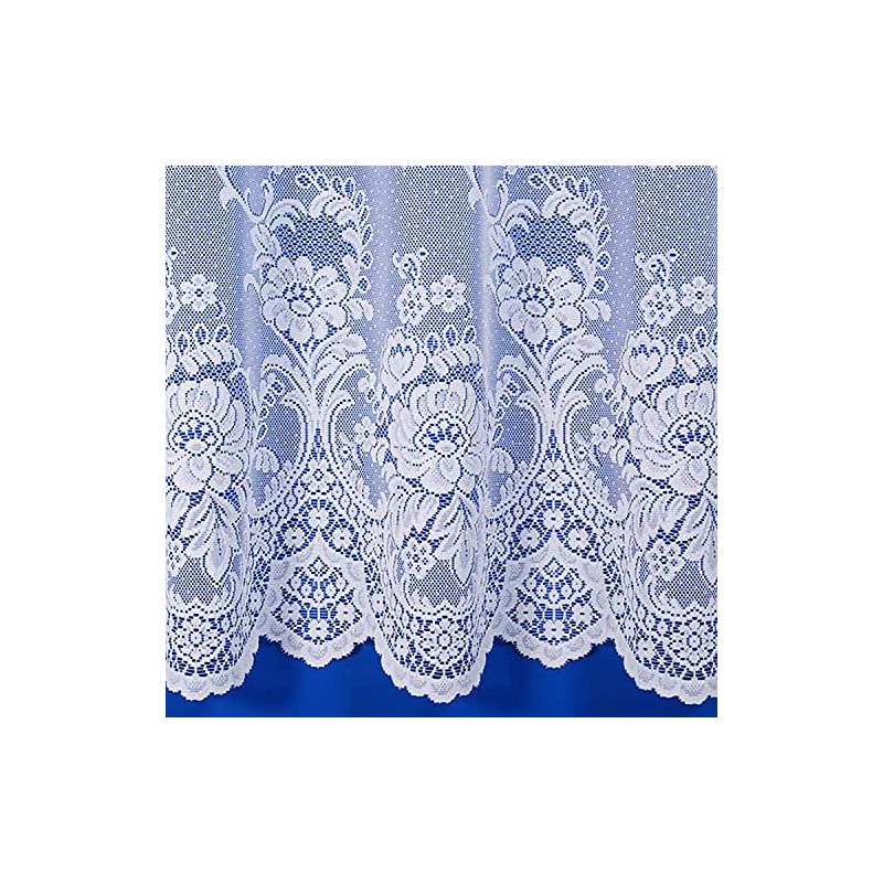 Maple Textiles Canterbury White Net Curtain Flowers Floral Pattern Sold
