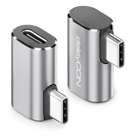 deleyCON USB-C Adapter Angle 90 Degree (Pack of 2) 40 Gbps, 240 W, 8 K60 Hz, Aluminium Housing, Type C Male to Female Compatible with Smartphone, Tablet, Laptop, Notebook, PC Switch, etc.