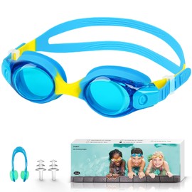 Children's Swimming Goggles, Diving Goggles for Boys and Girls, Anti-UV Protection, No Leak, Anti-Fog, Waterproof Swimming Goggles Set with Ear Plugs and Nose Clip