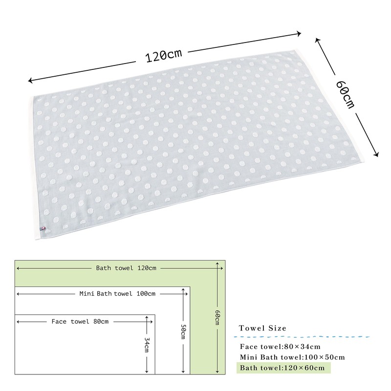 Imabari Towel Brand Bath Towel, Petite Dot, 23.6 x 47.2