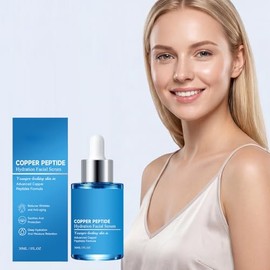 Suero péptido de Ghk Cu, suero péptido antienvejecimiento, sue/ro ojos multipeptídico, hidratante peptídico, sue/ro antiarrugas líneas finas, rellena la piel radiante reafirmante hidratante (1pcs)