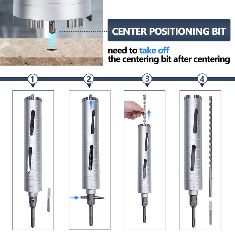 1-1/8 inch Diamond Dry Core Drill Bit, 10" Drilling Depth,
