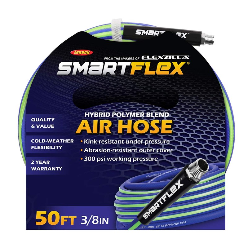 SmartFlex Air Hose, 3/8 in. x 50 ft., Hybrid, Blue