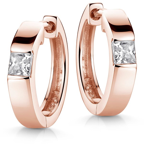 MATERIA by Matthias Wagner Women's Silver Hoop Earrings 925 Zirconia