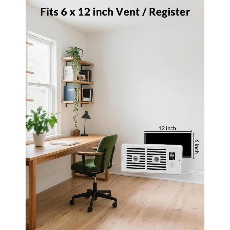 Register Booster Fan for 6” x 12” Air Registers, Quiet