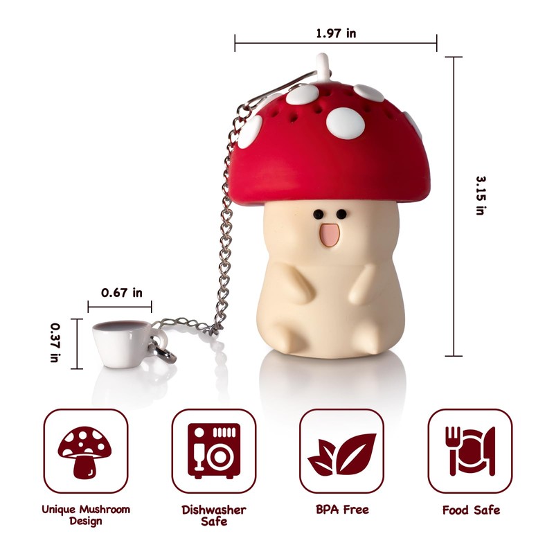 Mushroom Tea Infuser Loose Leaf Tea Strainer Cute Kitchen Accessories
