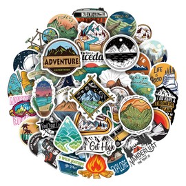 Outdoor Explore Mountain Climbing Stickers 50PCS Camping Landscape Stickers for Tags Windows Water Bottles Car Laptop Luggage Skateboard Phone Stickers Waterproof Decal Stickers