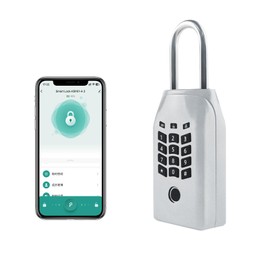 TenixLox Fingerprint Smart Lockbox Portable Resettable Hanging Key Safe with APP Combination Lockbox for House Keys, Realtors, Vacation Rentals, Rental Homes, etc (Silver)