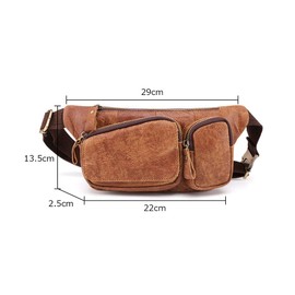 Whatna 6469 3-Way Natural Cowhide Leather Body Bag, One Shoulder Bag, Men's, Waist Pouch, Book, Leather, Thick, Leather, Crossbody Bag, Sports Bag, Bicycle, Casual, Excursions, Travel, Commute,