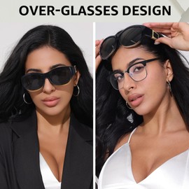 TJUTR Oversized Over Glasses Sunglasses Women Polarised Fit Over Sunglasses with UV400 Protection