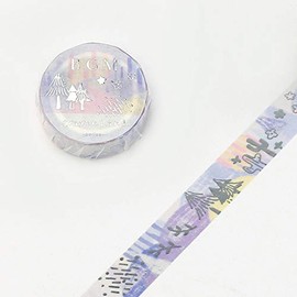 BGM - Masking Tape - Washi Tape (15mm) Foil Stamping - Crayon Land Purple Forest - for Scrapbooking Art Craft DIY