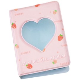 Plus Nao Album Photo Holder, Pocket Type, 40 Pieces, Mini Size, Compact, Trading Cards, Photos, Storage, Files, Collect Book, Strawberry × Heart