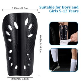 WOLMIK 2 Pairs Football Shin Pads for Kids, Perforated Breathable Shin Guard Sleeves for Boy & Girl Football Games, Protective Equipment for Soccer, Beginner Child Leg Calf Protective Gear (5-12Years)