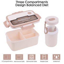 Nineaccy Bento Lunch Box, All-in-One Easy Pack Lunch Box with Compartments for Adults and Kids - 1500ml Plastic Food Container with Lid, Reusable Bento Box Set with Spoon, Fork and Cup (1500ML)