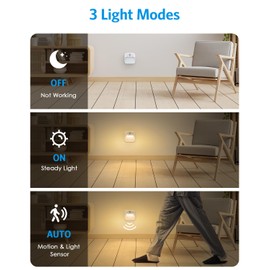 AMIR Rechargeable Battery Night Light, Dimmable Motion Sensor Light with Timer, 3 Modes, 3000/4500/6000K, Stick On LED Wall Lights for Stairs Bathroom Kitchen, 2 Pack