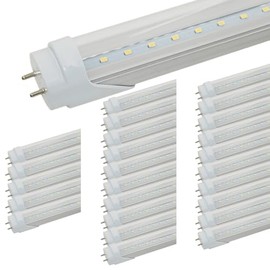 KOUZEMS T8 LED Light Bulbs Fluorescent Replacement Ballast Bypass 48inch 4000K Daylight White Double-end Powered Clear Lamps 25 Pack