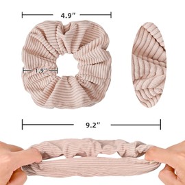 Yonchic 4-Piece Corduroy Hair Scrunchies for Women & Girls, Big Cotton Hair Ties Elastic Ponytail Holders No Crease No Damage Hair Accessories for All Hair Types (Multi-color)