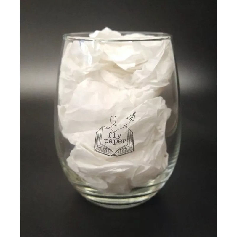 Libbey Novelty Stemless Wine Glass Book Club Gift "Behind Every