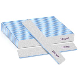 Nail Files 100/100 Grit Nail Files 12pcs, Nail Files for Acrylic Nail or Poly Nail Extension Gel, Acrylic Nails Files Emery Boards Doubled Sides Washable