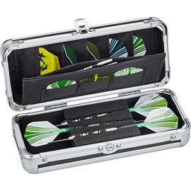 Casemaster by GLD Products Sole Aluminum Slim Profile Dart Case Holds 3 Steel Tip and Soft Tip Darts, Features Built-In Pockets for Other Accessories,Black
