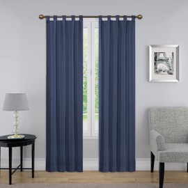 PAIRS TO GO Montana Modern Decorative Tab Top Window Curtains for Bedroom or Living Room (2 Panels), 30" x 95", Indigo