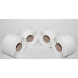 Compulabel Thermal Transfer Shipping Labels, 4 inch x 4 inch, White, Permanent Adhesive, Perforations Between Labels, 1500 Per Roll, 4 Rolls