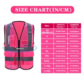 A-SAFETY 6XL 7XL 8XL Pink High Visibility Mesh Safety Reflective Vest Big and tall Hi Viz Work Vest for Men Women (Pink Mesh 6XL-8XL)