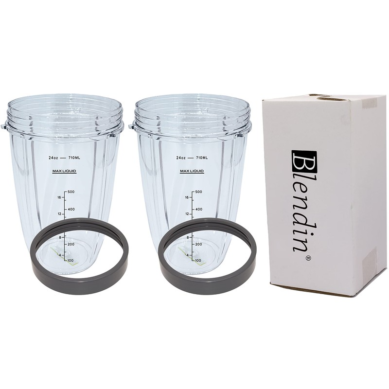 Blendin 24 Ounce Tall Cup Jar with Lip Rings, Compatible