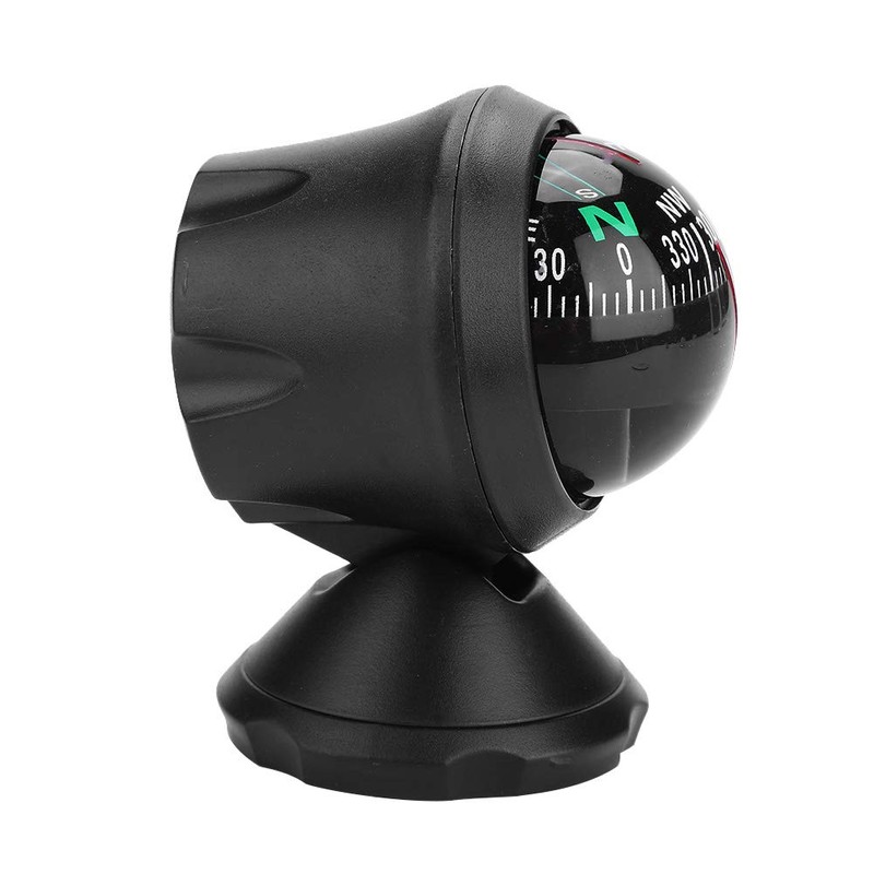 Akozon Marine Compass, Black Adjustable Plastic for Boat, Car, Truck,