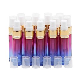 Newzoll 14Pcs 10ml (1/3 oz) Rose Blue Gradient Color Spray Bottles Glass Vials Tube Perfume Atomizer Refillable Makeup Travel Fine Mist Sprayer Bottle Containers for Cosmetic Skincare, Gold Cap