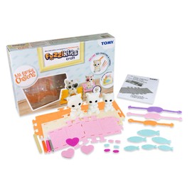 TOMY Fuzzikins Craft Cozy Cats / E72790 / 3 Washable Cats Craft Figures for Imaginative Painting and Gluing - with Colourful Accessories/Suitable for Children from 3 Years