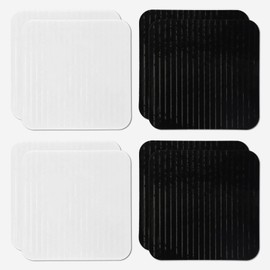 Focenat Pack of 8 Slip-On Mats for Carpets, 10 x 10 cm Non-Slip Carpet Underlay, Carpet Stopper, Non-Slip Carpet Mat, Carpet Gripper for Hardwood Floors, Marble and Mats (Black + White)