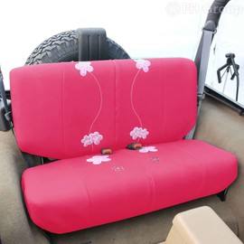 FH Group Car Seat Covers Protector for Back Seat with Rear Split Bench Seat - Universal Pink Floral Seat Covers Fit Rear Seat Covers Interior Accessories Car Seat Protector for Dogs and Kids