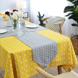 meioro Rustic Yellow Tablecloth Rectangle Washable Wrinkle Free Dust Resistant Table Cloth, Checkerboard Pattern Cotton Linen Table Cover for Kitchen Dining, Picnic, Wedding, Party (36 x 60 Inch)