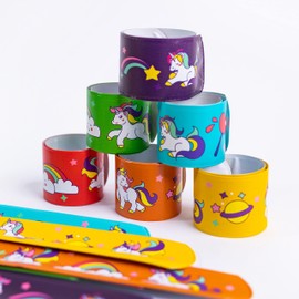 Toyseum 30 x Unicorn Slap Bands for Unicorn Party Bags Fillers, Ideal for Your Girls Themed Unicorn Party Bags, Multi-Pack Snap Bands, Pack of 30 (6 Unique Designs)