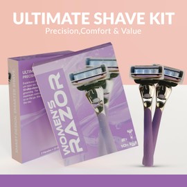 FOREVER GEM Women’s Razor with 2 Handles & 10 Razor Refills – 7 Blade Reusable for Smooth Shave – Sensitive Skin Safe – Facial & Body for Women