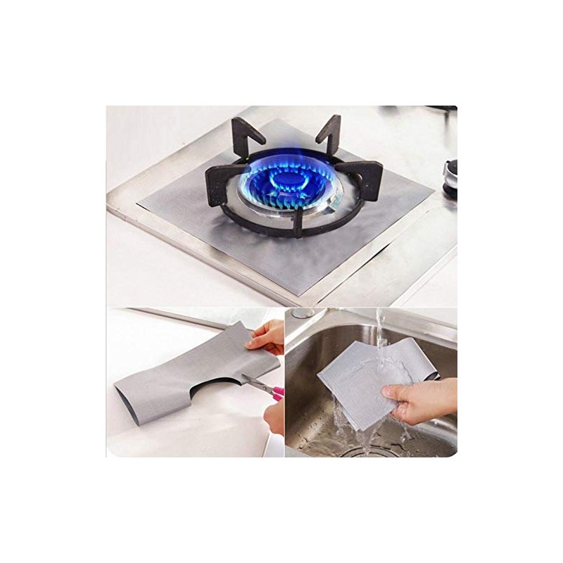 Gas Stove Liners, 6 pcs/Set Reusable Fiberglass Gas Stove Protector