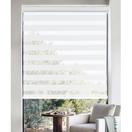 Zebra Blinds for Windows Shades, Horizontal Roller Window Shades Light Filtering Sheer Window Treatments Privacy Light Control Day and Night 52 Inch Blinds for Kitchen Bathroom, 52" W x 72" H White