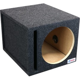 Atrend 12SQV 12” Single Vented Subwoofer/Speaker Enclosure Made in USA, Charcoal