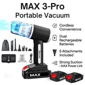 BENJEN Cordless Handheld Vacuum High Power Rechargeable Car Pet Hair + 2 Batteries