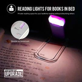 EGWASER Book Light for Reading in Bed, USB Rechargeable Clip on Book Lights, 3 Brightness Adjustable Dimmable Bookmark Light for Eye-Protection, Reading Lamp for Bookworms, Travel (Purple)