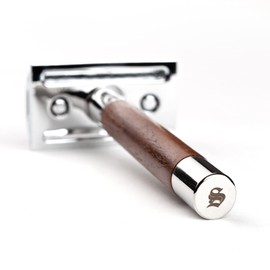 Störtebekker® Solingen Premium Safety Razor with Walnut Wooden Handle - Includes Shaving Guide [10 Störtebekker Blades] - Gift Idea - Premium Quality Stainless Steel Wet Razor Set - Made in Germany